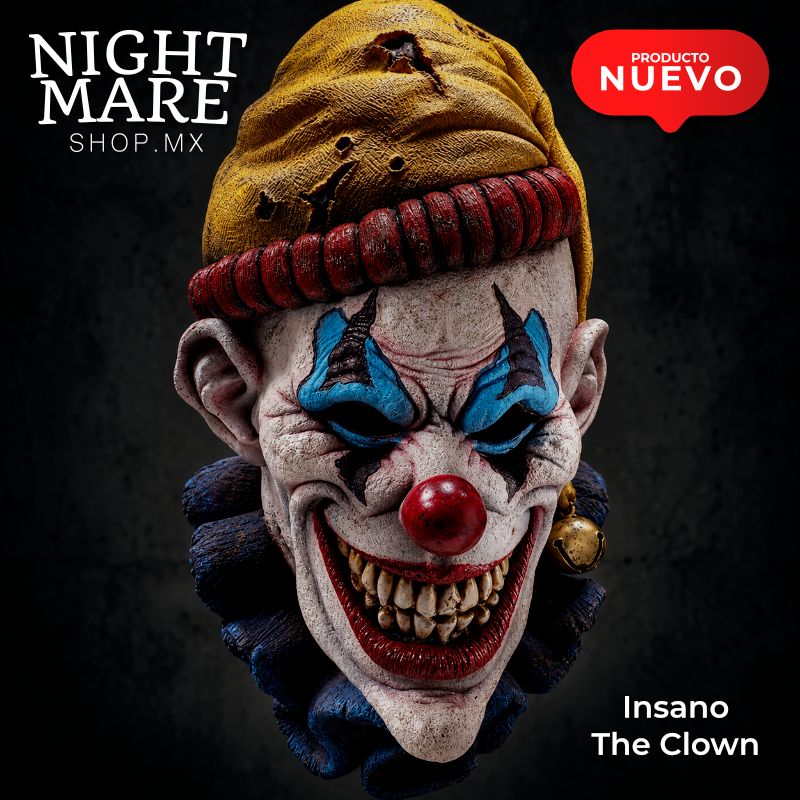 Máscara Insano The Clown de látex – vista frontal