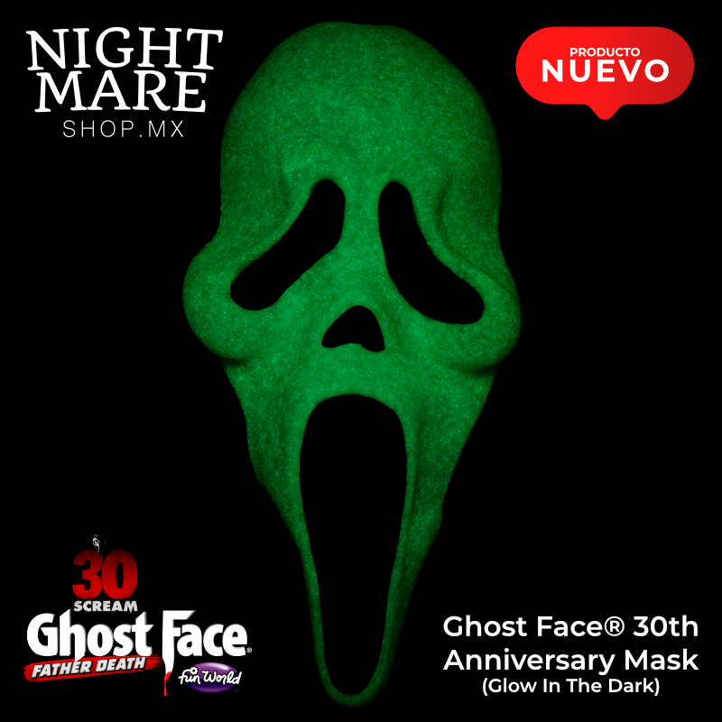 Ghost Face® 30 Aniversario de Fun World, efecto glow in the dark