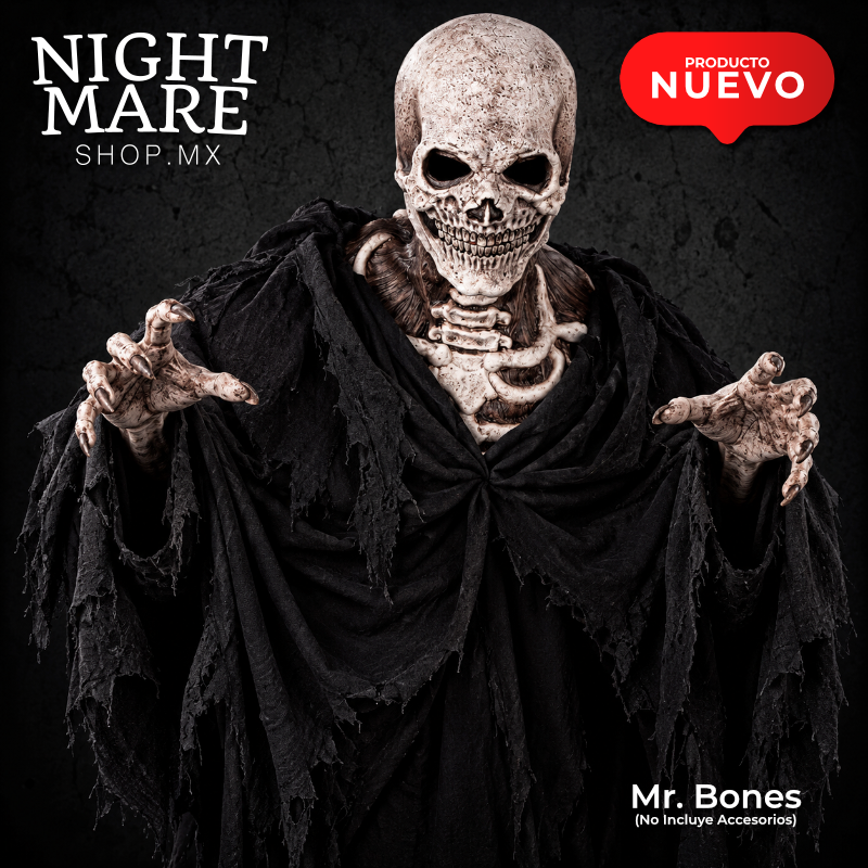 Ejemplo de caracterización con máscara Mr. Bones Hyper Mask; túnica, manos y accesorios no incluidos